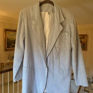 Vintage 1990’s Blue Stripe Seersucker Jacket Sz 12